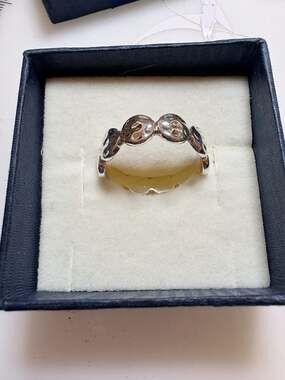 Silver Hammered Dot Eternity Band Ring